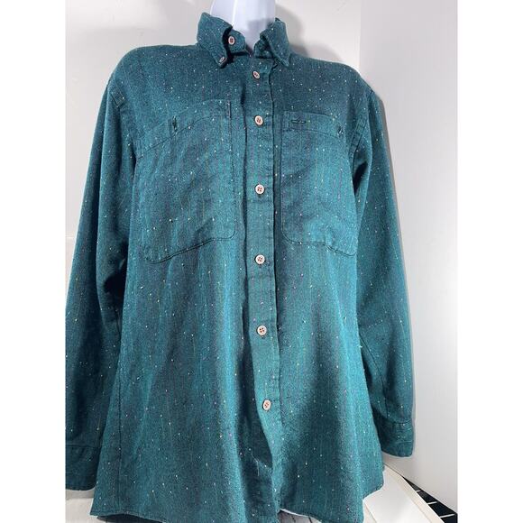 horseradish Tops - Vintage Horseradish Size Medium Button Down Shirt Teal Multicolor 90s